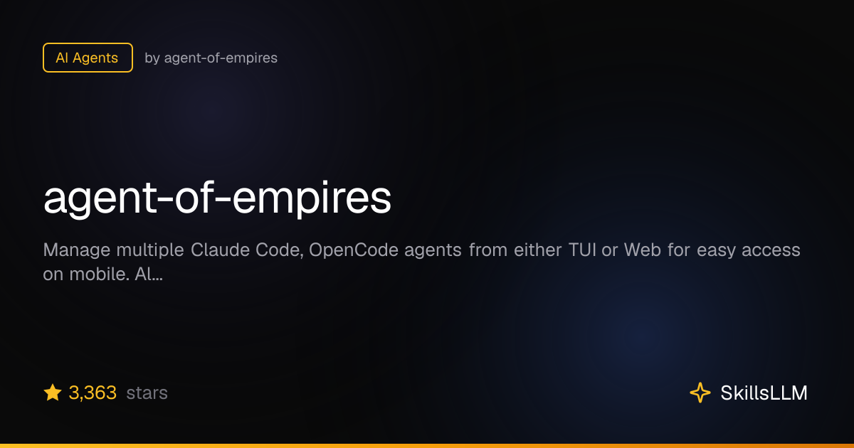agent-of-empires - AI Agents on GitHub (2.7k★) | SkillsLLM