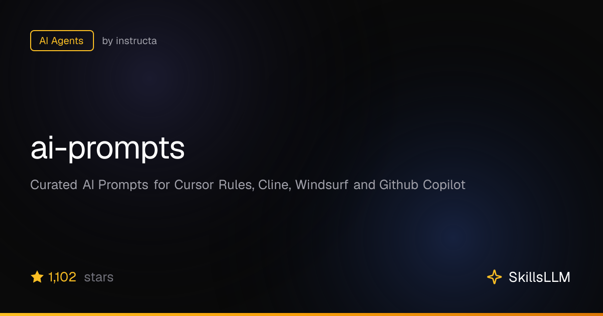 ai-prompts - AI Agents on GitHub (1k★) | SkillsLLM