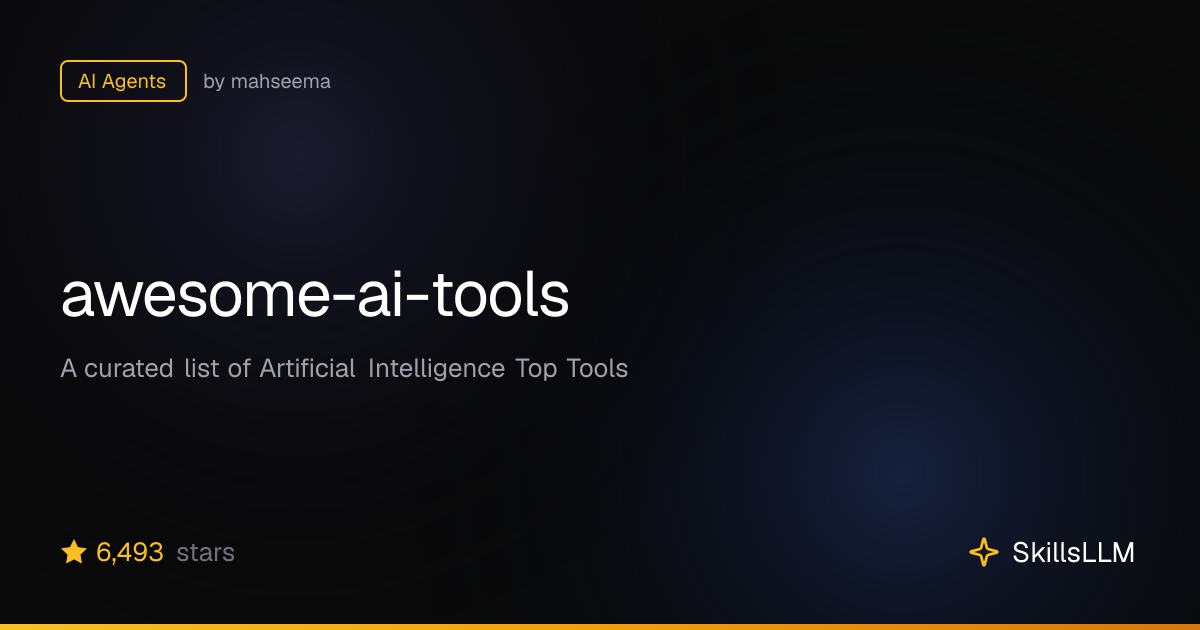 awesome-ai-tools - AI Agents on GitHub (5.4k★) | SkillsLLM