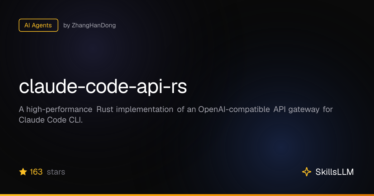 claude-code-api-rs - AI Agents on GitHub | SkillsLLM
