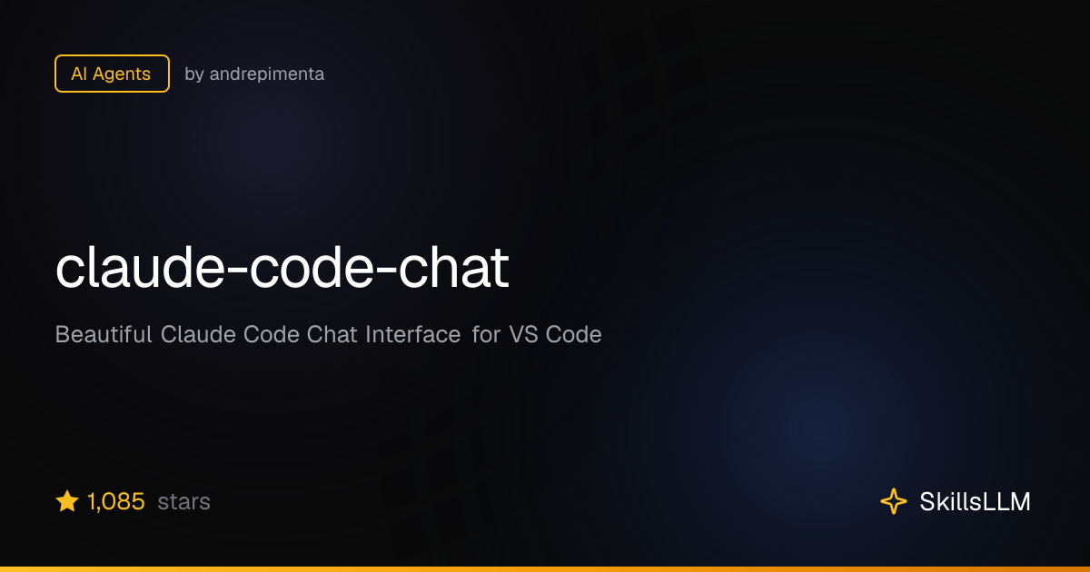 claude-code-chat - AI Agents on GitHub (1.1k★) | SkillsLLM