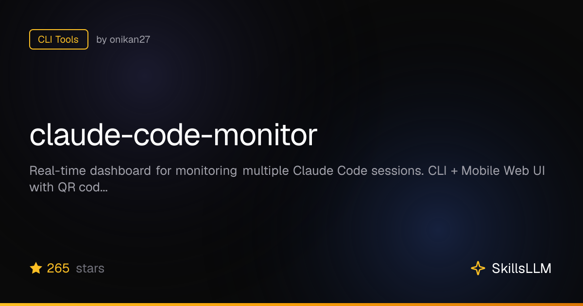 claude-code-monitor - CLI Tools on GitHub | SkillsLLM