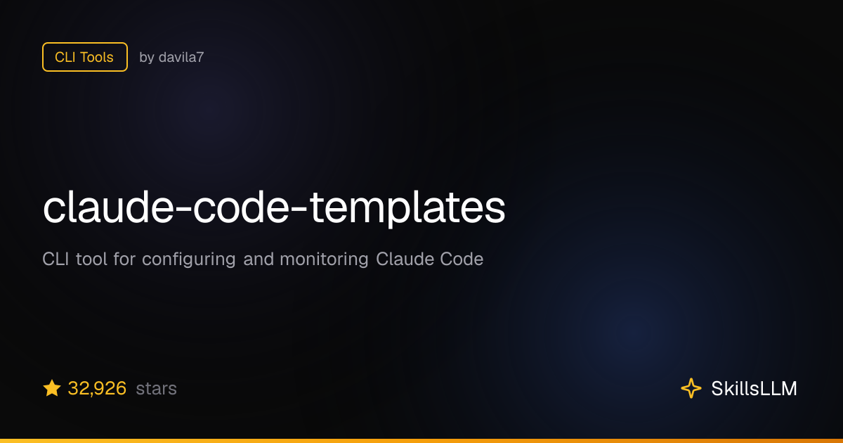 claude-code-templates - CLI Tools on GitHub (28.4k★) | SkillsLLM