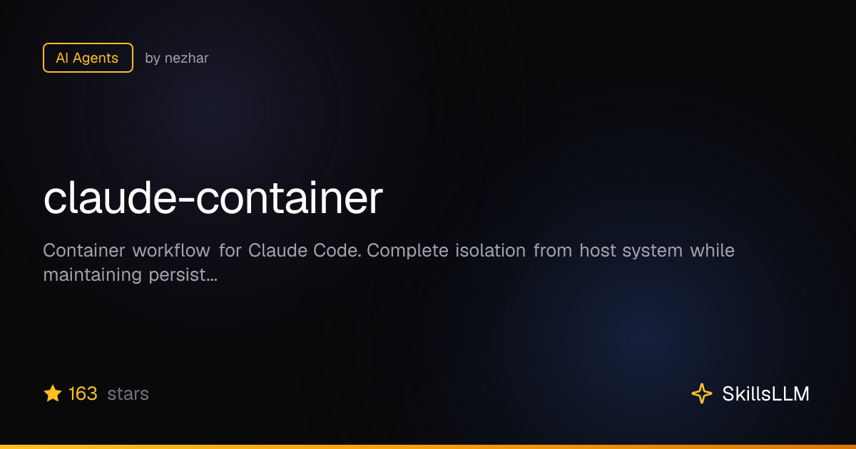 claude-container - AI Agents on GitHub | SkillsLLM