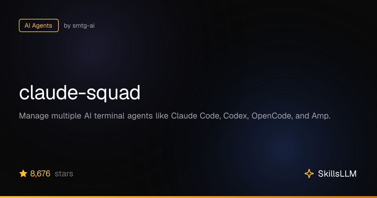claude-squad - AI Agents on GitHub (7.7k★) | SkillsLLM