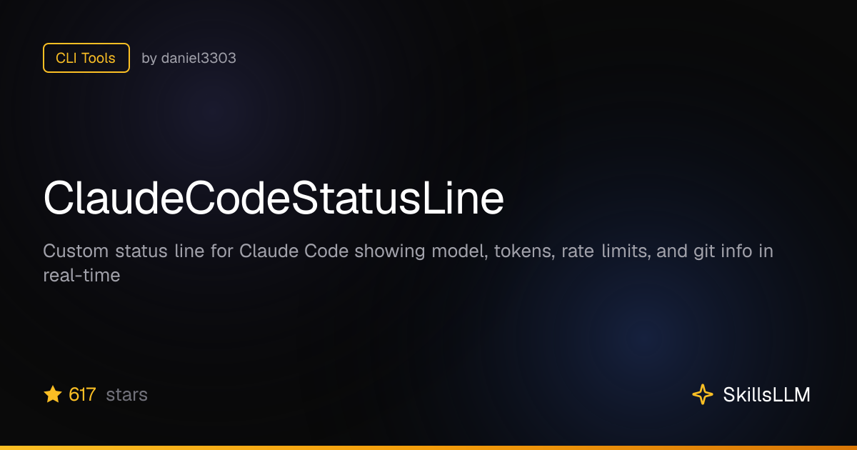 ClaudeCodeStatusLine - CLI Tools on GitHub | SkillsLLM