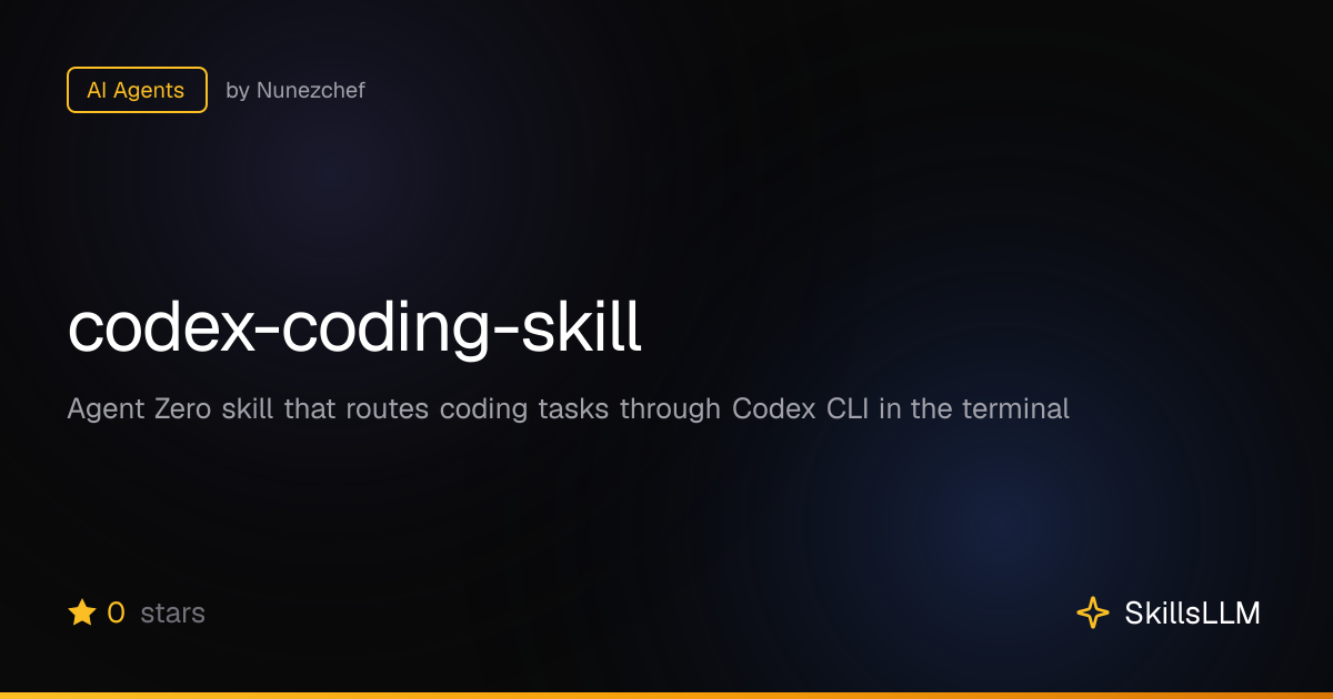 codex-coding-skill - AI Agents on GitHub | SkillsLLM