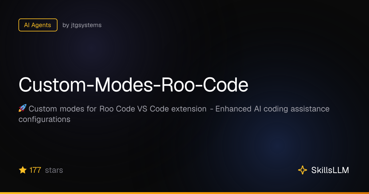 Custom-Modes-Roo-Code - AI Agents on GitHub | SkillsLLM