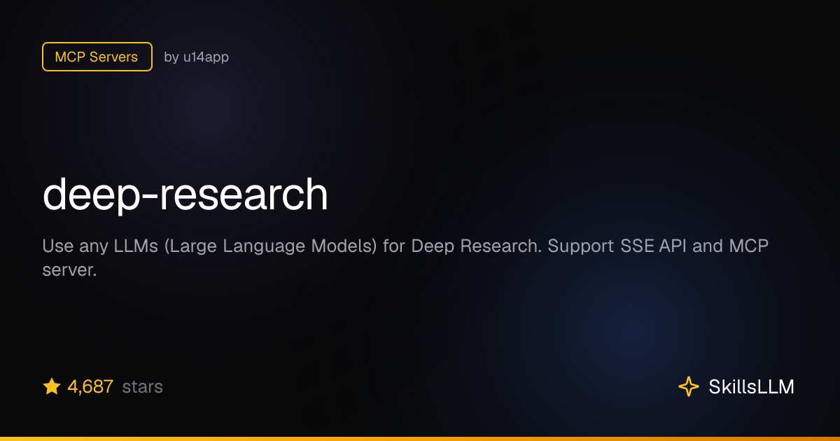 deep-research - MCP Servers on GitHub (4.6k★) | SkillsLLM