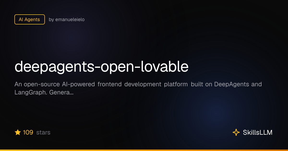 deepagents-open-lovable - AI Agents on GitHub | SkillsLLM