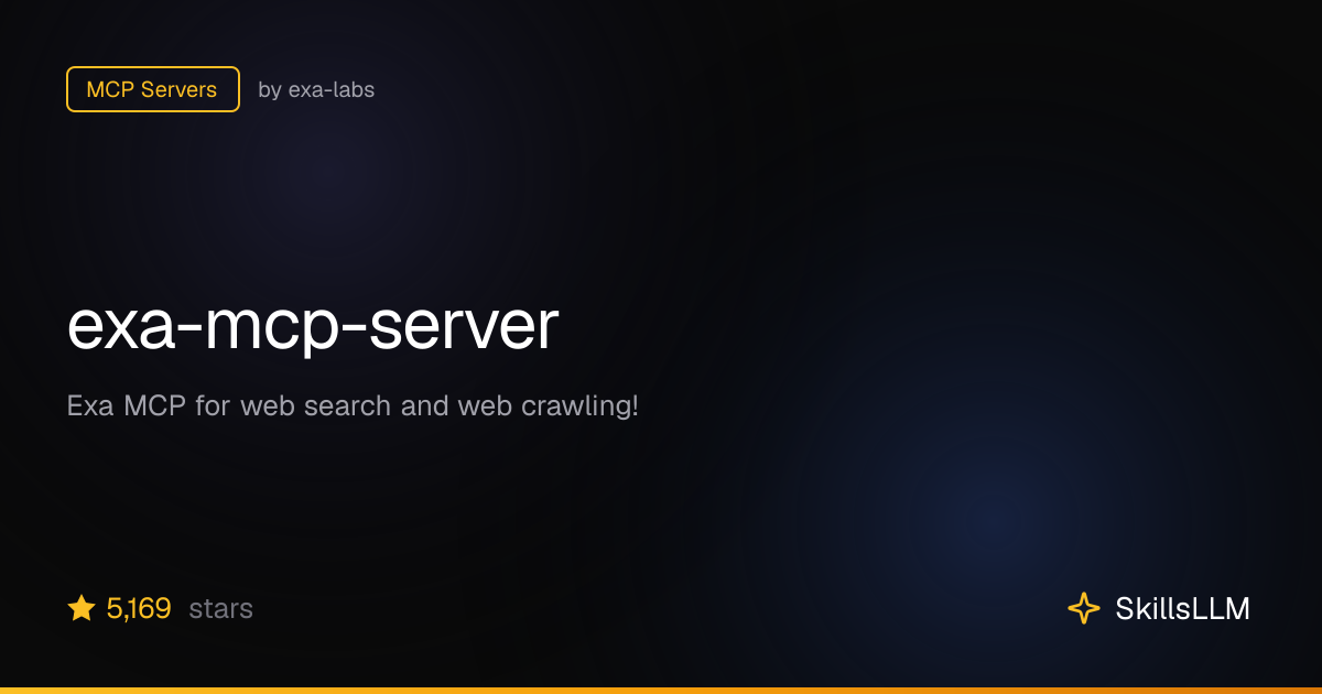 exa-mcp-server - MCP Servers on GitHub (4.8k★) | SkillsLLM