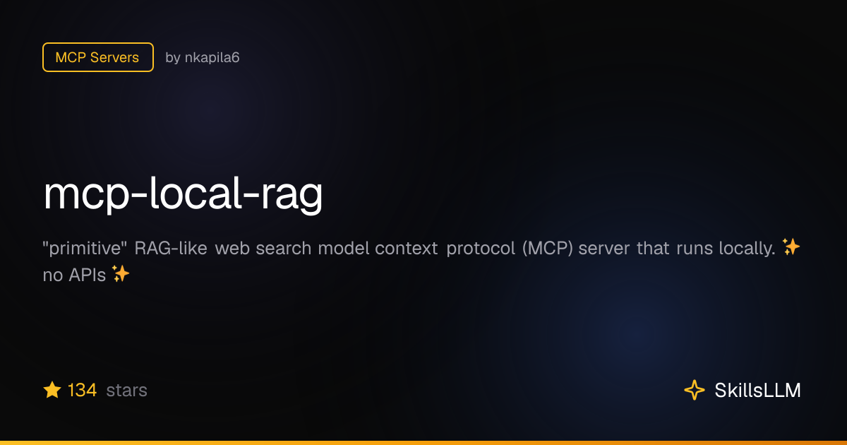 mcp-local-rag - MCP Servers on GitHub | SkillsLLM