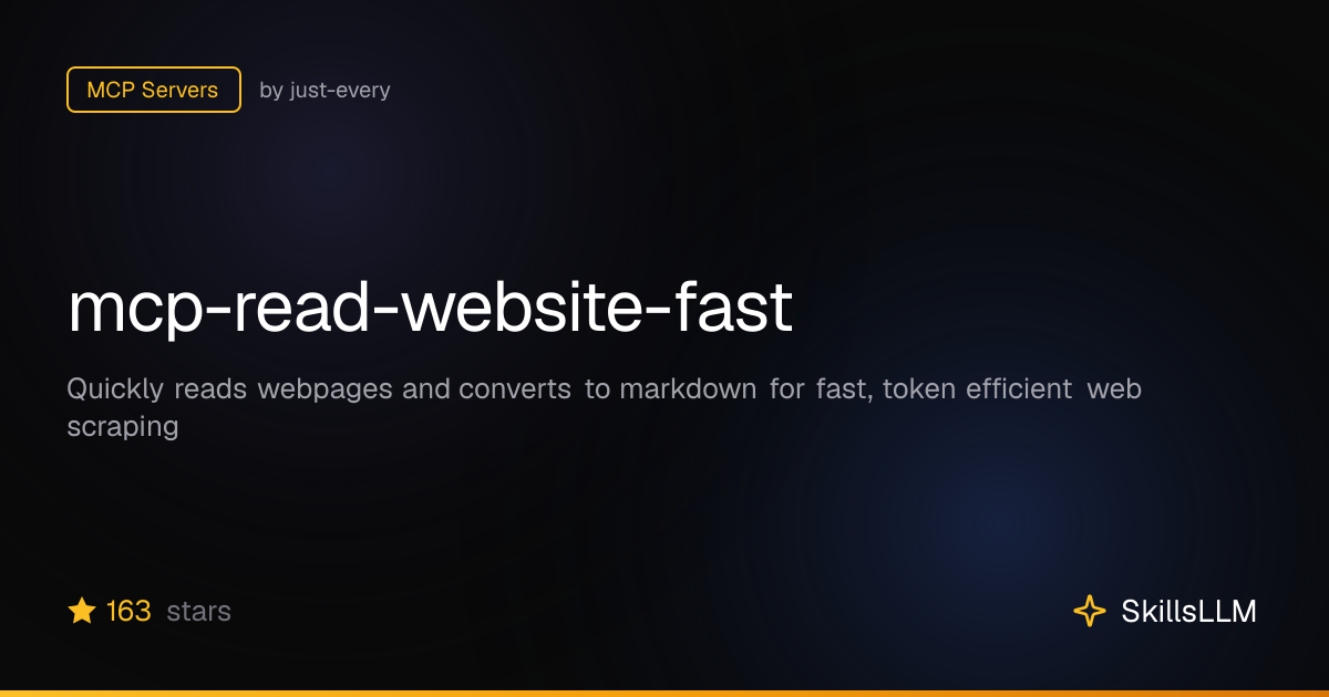 mcp-read-website-fast - MCP Servers on GitHub | SkillsLLM