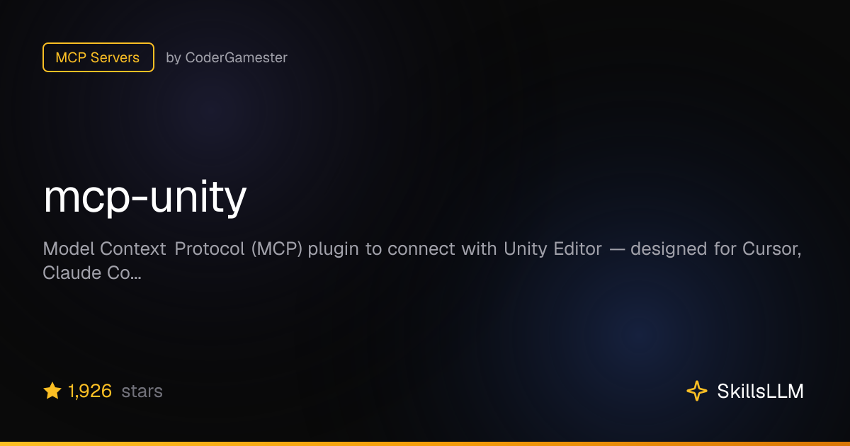mcp-unity - MCP Servers on GitHub (1.8k★) | SkillsLLM