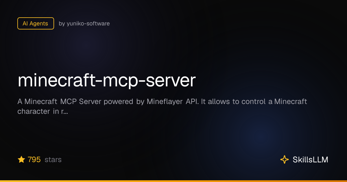 minecraft-mcp-server - AI Agents on GitHub | SkillsLLM