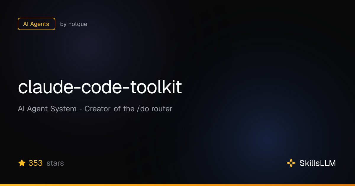 claude-code-toolkit - AI Agents on GitHub | SkillsLLM