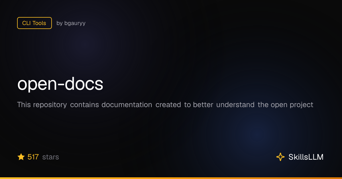 open-docs - CLI Tools on GitHub | SkillsLLM