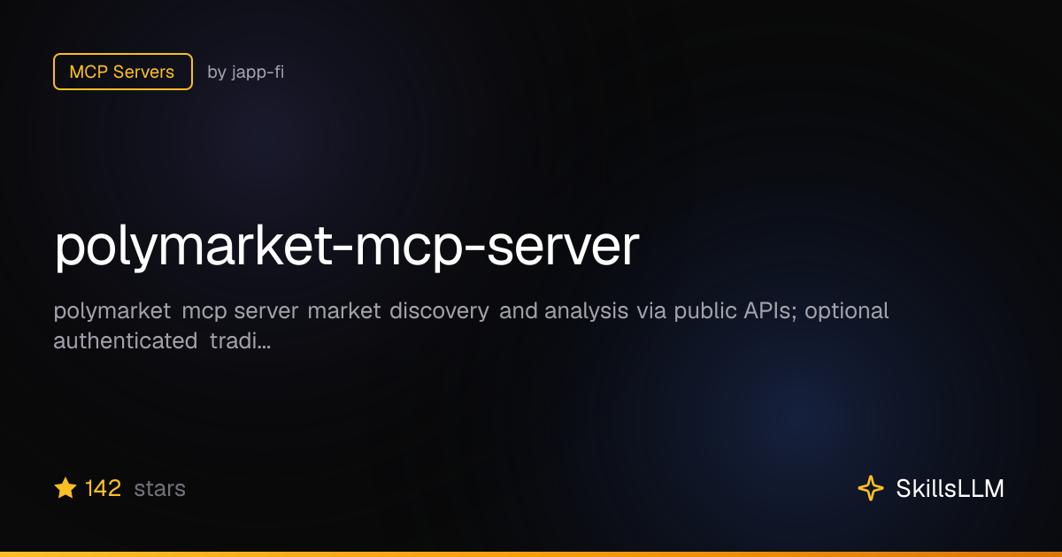polymarket-mcp-server - MCP Servers on GitHub | SkillsLLM