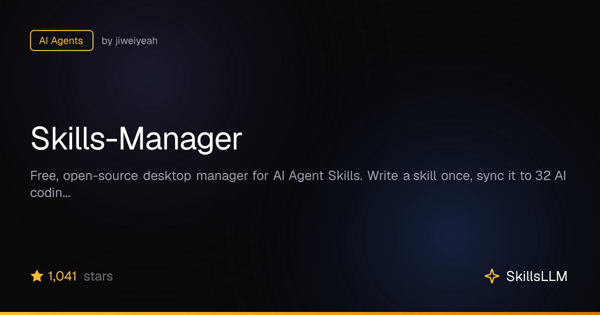 Skills-Manager - AI Agents on GitHub | SkillsLLM