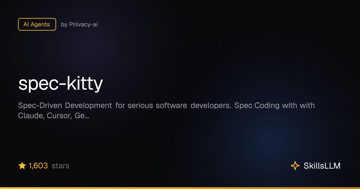 spec-kitty - AI Agents on GitHub (1.5k★) | SkillsLLM