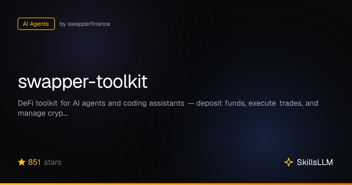swapper-toolkit - AI Agents on GitHub | SkillsLLM