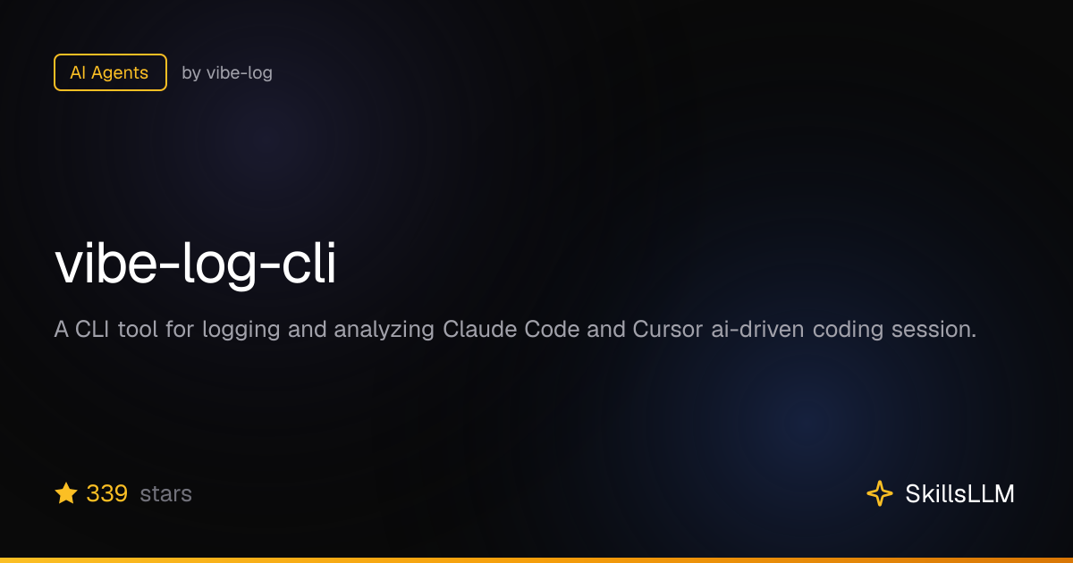 vibe-log-cli - AI Agents on GitHub | SkillsLLM