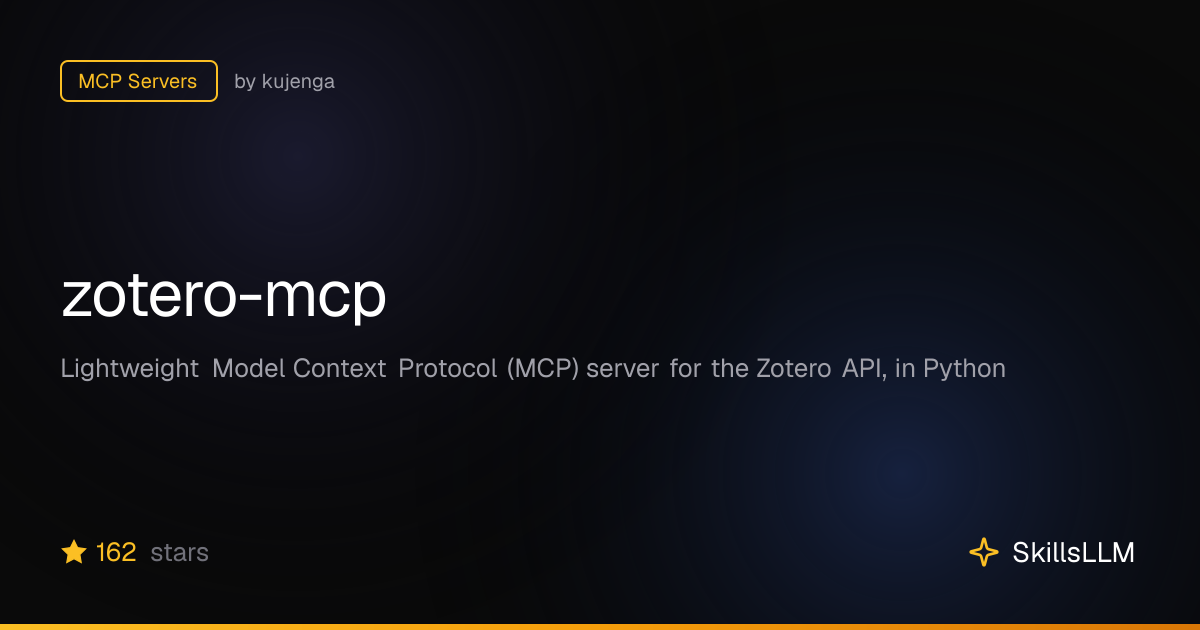 zotero-mcp - MCP Servers on GitHub | SkillsLLM